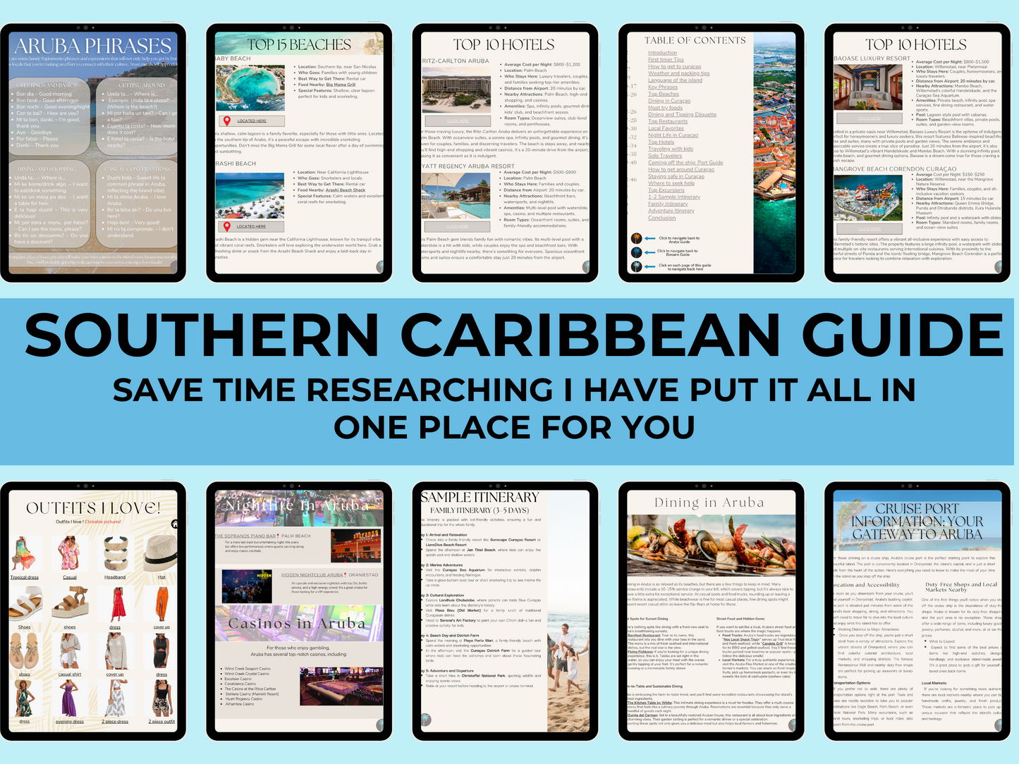 ABC Islands Travel Guide - Digital Hyperlinked Travel Planner for Aruba, Curaçao, and Bonaire